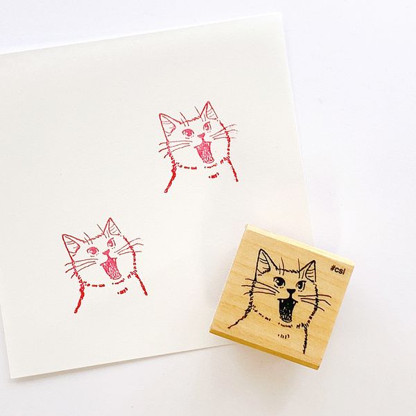 KODOMO NO KAO - I LOVE STAMP - Katze mit offenem Mund