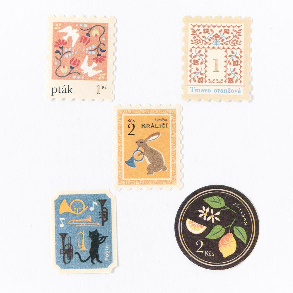 Antik Piac Postage Style Sticker Flakes - Gulben - Scop