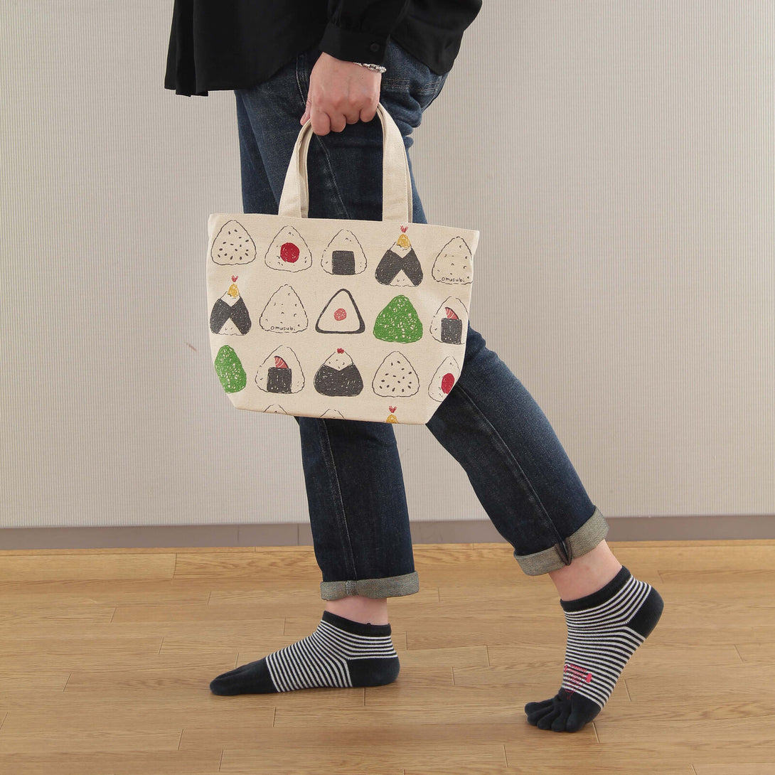 Japanese Mini Tote Bag Lunch Bag 30x20cm 100% Cotton - Rice Ball Onigiri - Scop