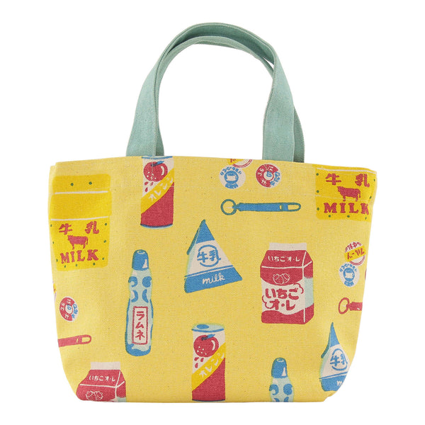 Japanese Mini Tote Bag Lunch Bag 30x20cm 100% Cotton - Milk, Ramune Orange - Scop