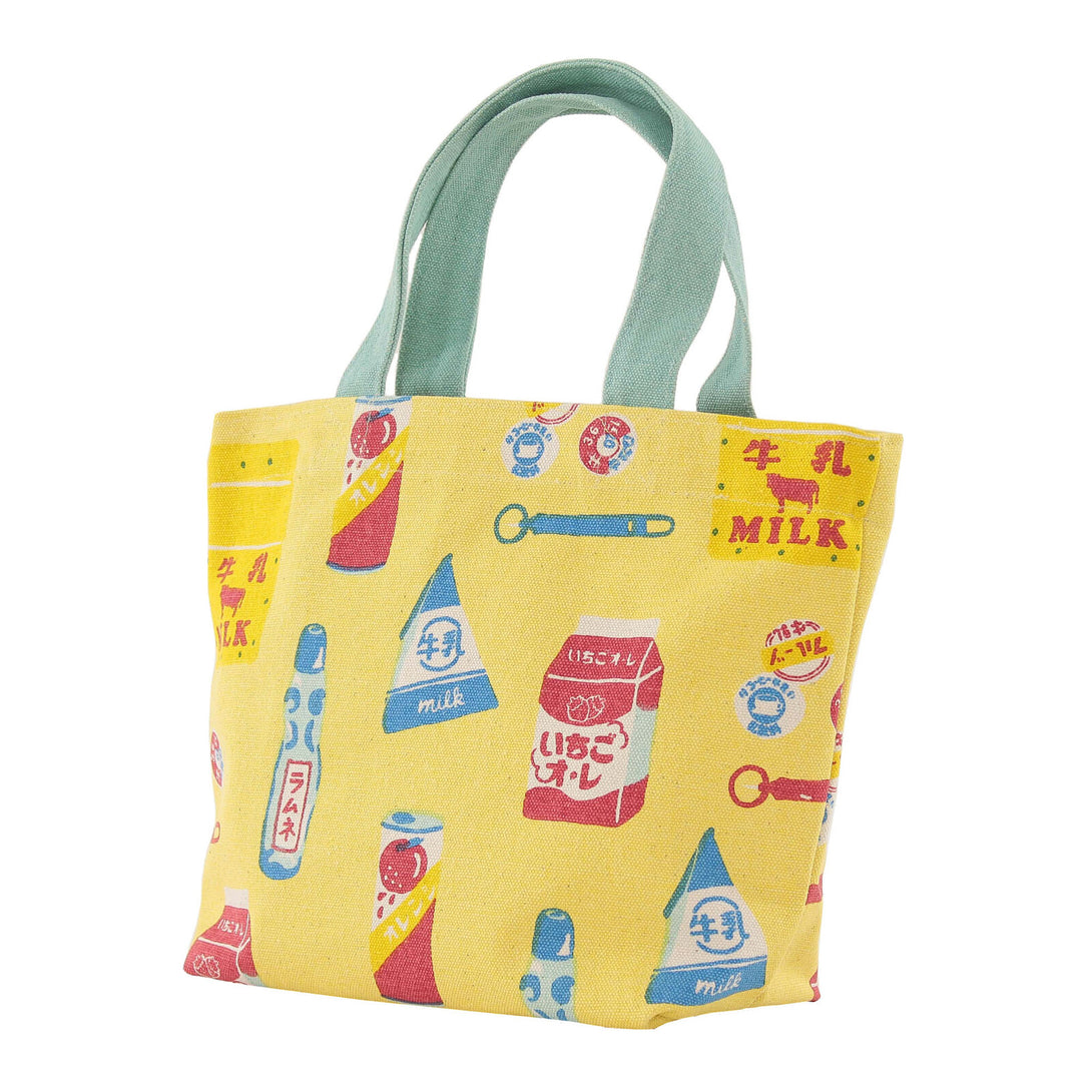 Japanese Mini Tote Bag Lunch Bag 30x20cm 100% Cotton - Milk, Ramune Orange - Scop