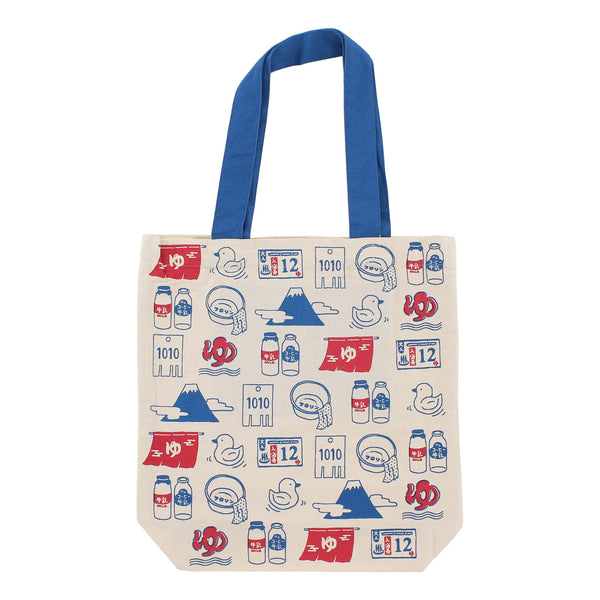 Japanese Tote Bag A4 Size 38x39cm 100% Cotton - Mt. Fuji, Hot Spring, Milk - Scop