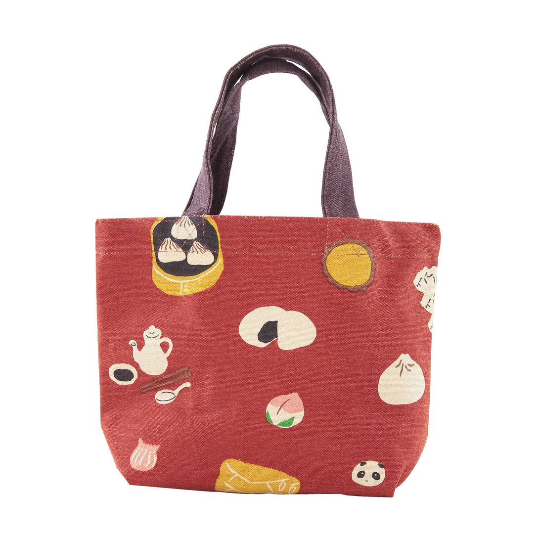 Japanese Mini Tote Bag Lunch Bag 30x20cm 100% Cotton - Steamed Baozi, Spring Rolls - Scop