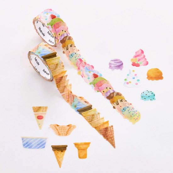 Bande Washi Tape Sticker Rolle - 240 Sticker - Set aus 2 Rollen - Eisdiele