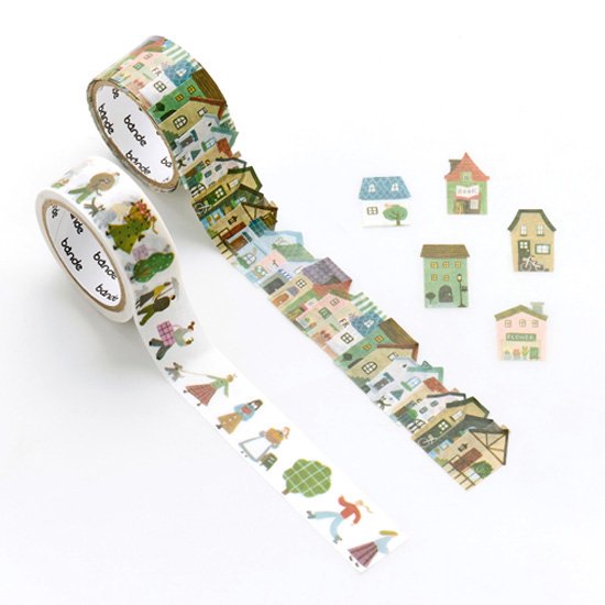 Bande Washi Tape Sticker Roll - Set aus 2 Rollen - Stadt der sanften Farben