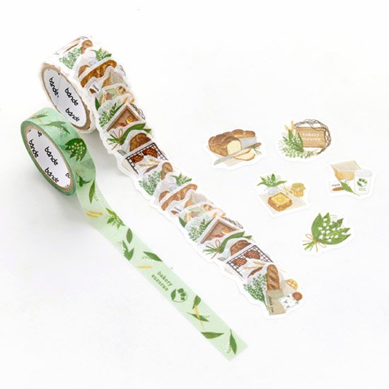 Bande Washi Tape Sticker Roll - Set of 2 - Bakery and Lily of the Valley