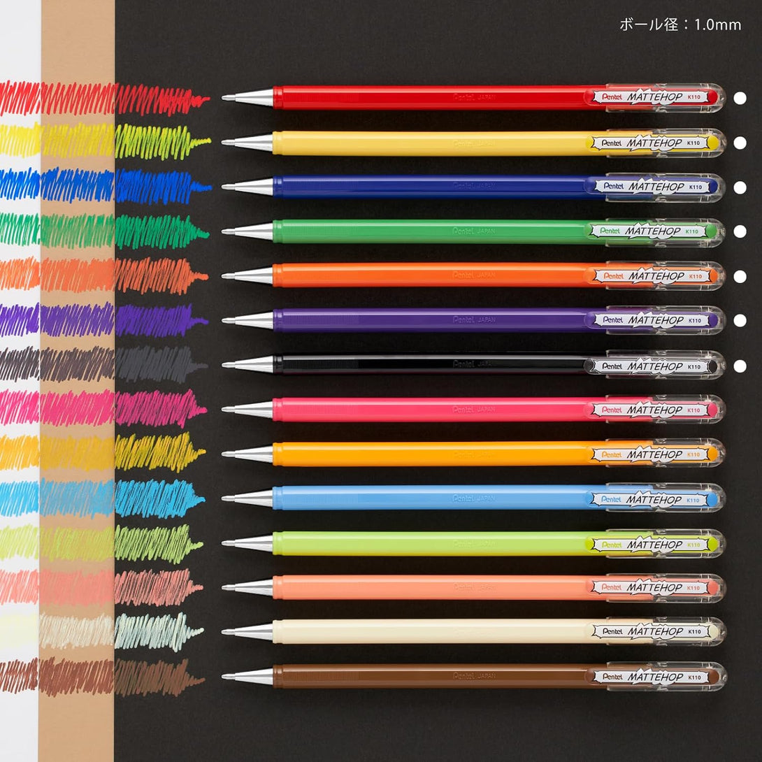 Pentel MATTEHOP Ballpoint Pen 1mm Original Set 7 Colors - Scop