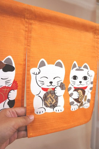 Japanese Curtain Seven Lucky Cats 85x30cm - Scop