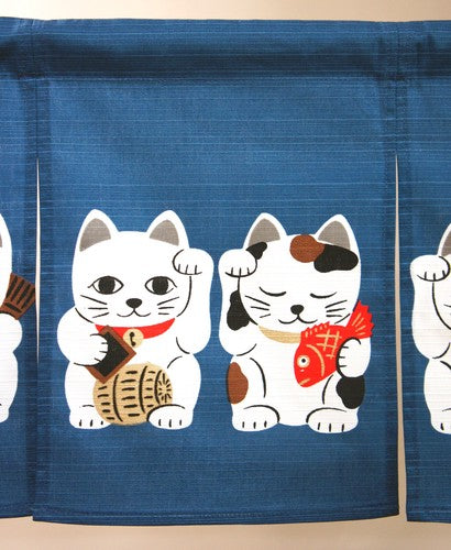 Japanese Curtain Seven Lucky Cats 85x30cm - Scop