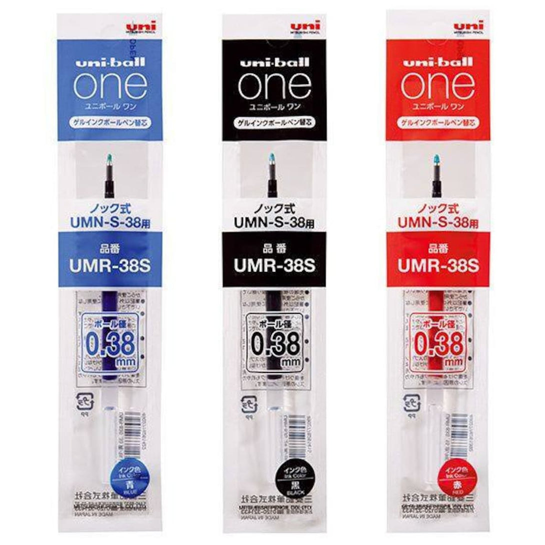 Uni-Ball One Gel Pen Refill 0.38mm UMR-38S Black Blue Red - Scop