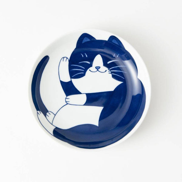 4-Piece Japanese Cat Mini Plate Set Mino Ware Porcelain Dip Bowl - Scop